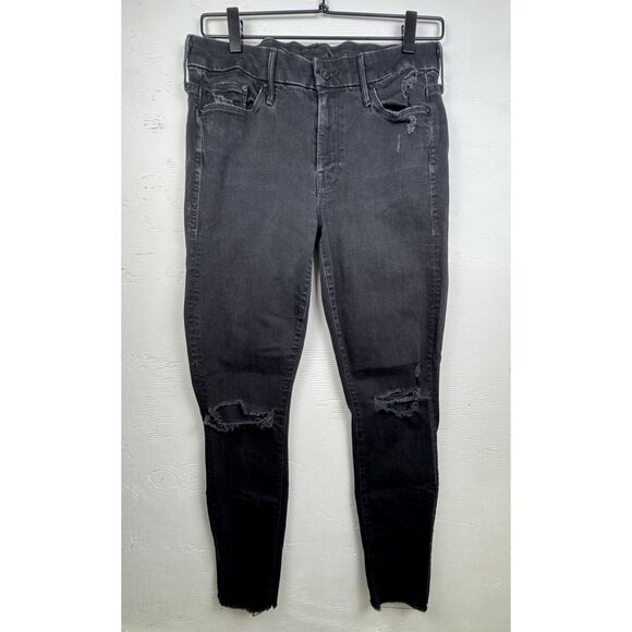 Mother Jeans Women's 28 Black Looker Ankle Fray Guilty As Sin Distressed - Picture 1 of 8